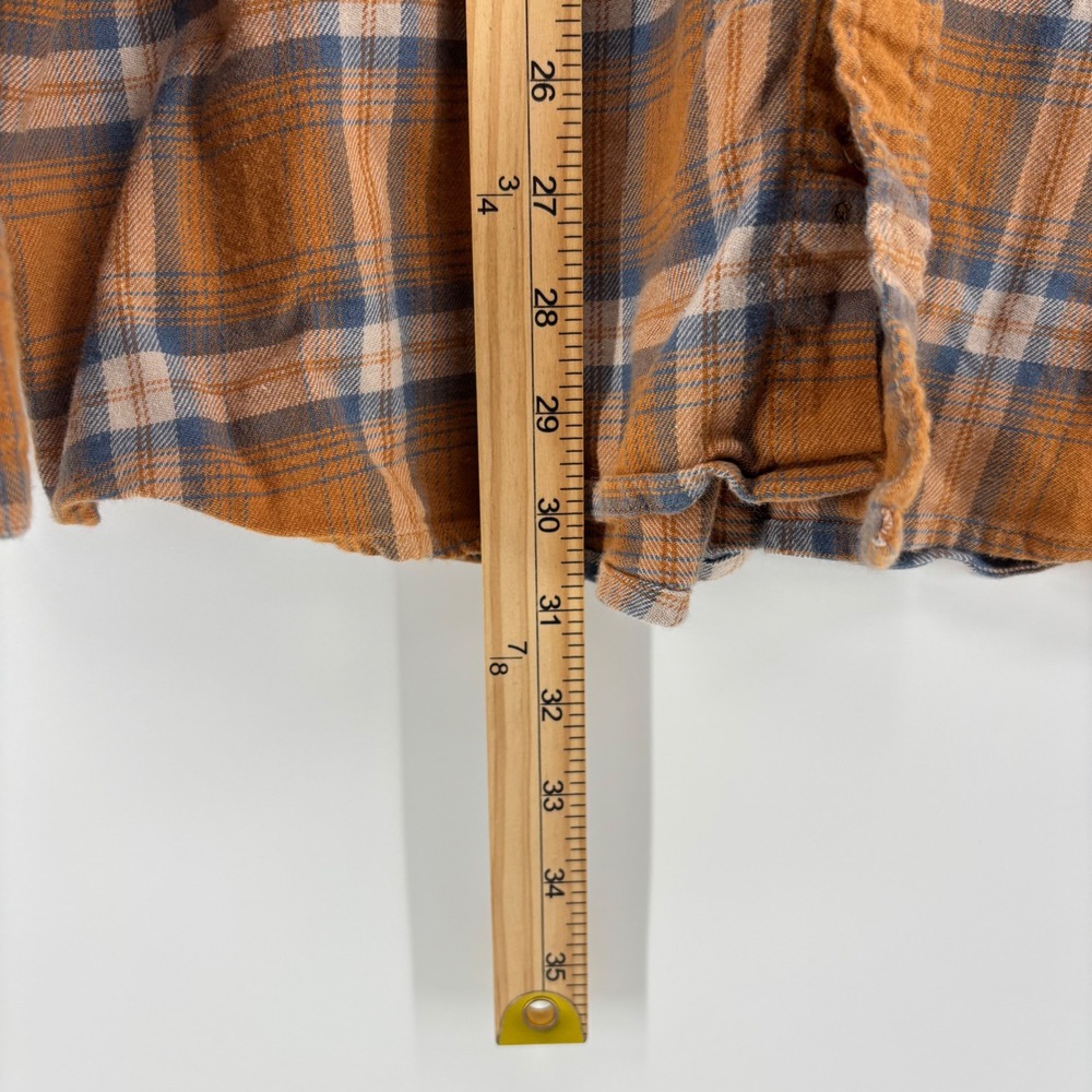AFTCO Mens Button Up Shirt XL Orange Plaid Flannel Stretch Long Sleeve Coastal - Picture 7 of 9